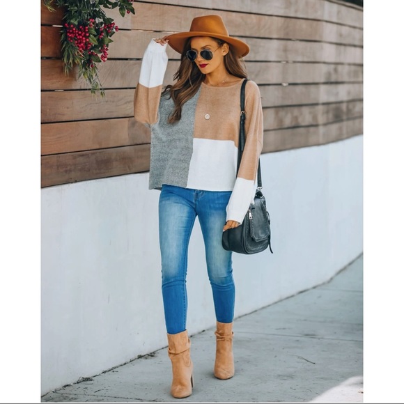 Vici Sweaters - FLASH SALE -WANNA BE YOURS COLORBLOCK KNIT SWEATER